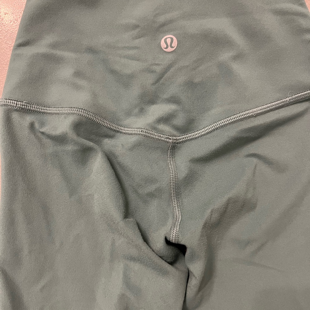 lululemon athletica High-Waist Leggings in Olive Green with Pink Logo